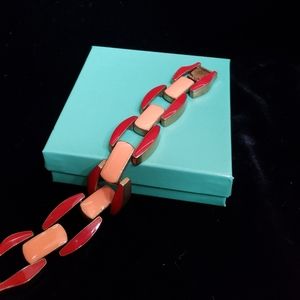 Enamel on brass chain link bracelet